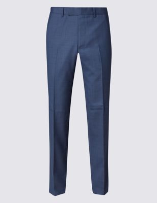 Blue Slim Fit Flat Front Trousers